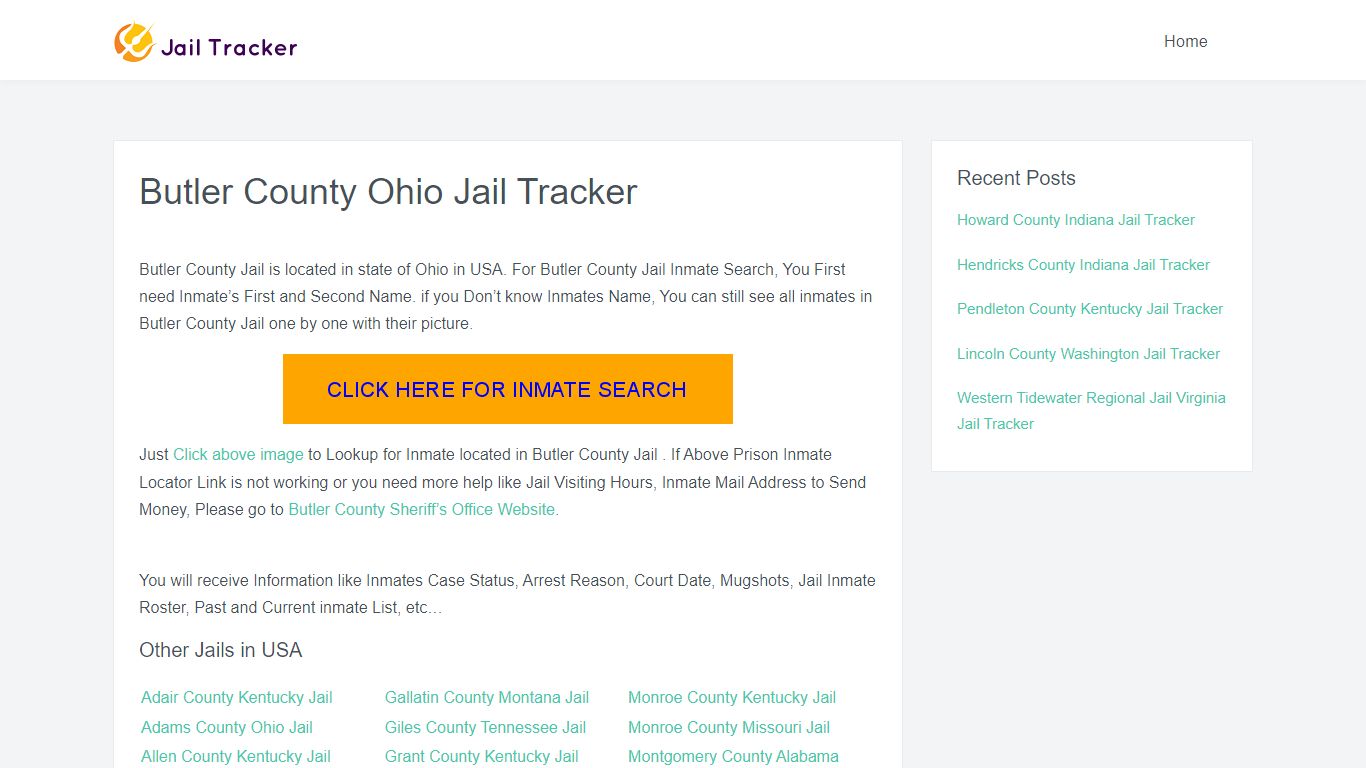 Butler County Ohio Jail Tracker - Inmate Search Online